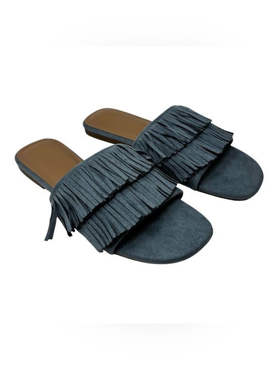 Time and Tru Shoes - Time and Tru Blue Fringe Slide Sandals Size 7